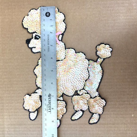 50’s POODLE Champagne  Sequin 9.5" Applique Vintage  NOS - Picture 2 of 9